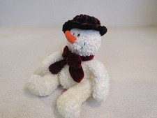 Russ Freezy Plush Snowman Off White Red Velvet Bow 101436