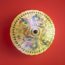 VTG 1960s Chinoiserie-Style Japanese Parasol-Hand-Painted Dragons  Phoenix