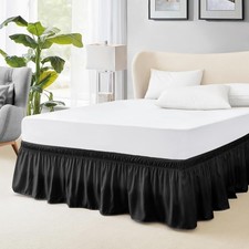 King Bed Skirt, Dust Ruffle for King Size Bed, Easy Fit with 18-Inch Tailored Dr