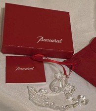BACCARAT NOEL ANGEL  PLAQUETTE 2000 MADE IN FRANCE W/BAG& BOX 3 W×2.5  H