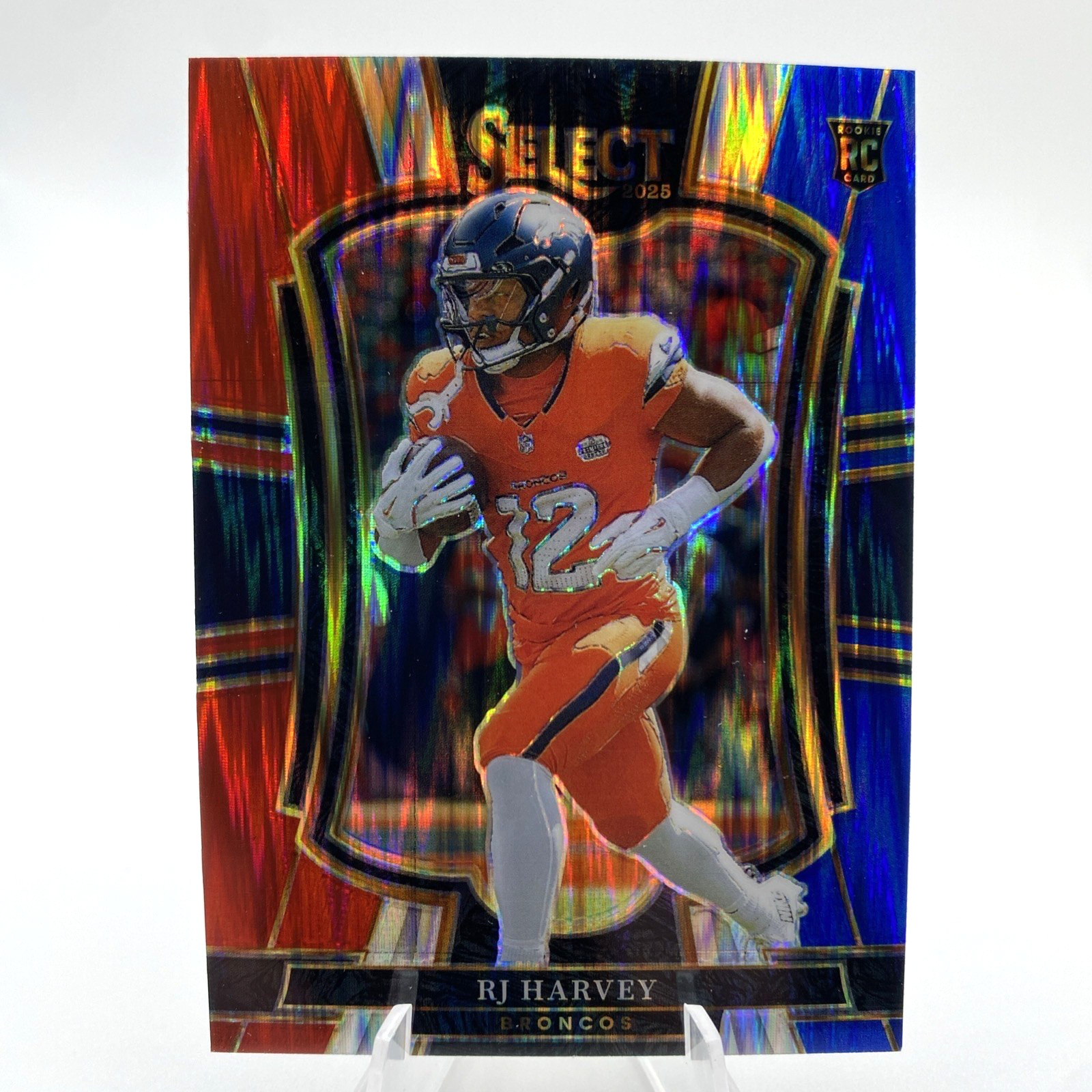 2025 Panini Select - RJ Harvey Premier Level Red & Blue Prizm Shock (RC)