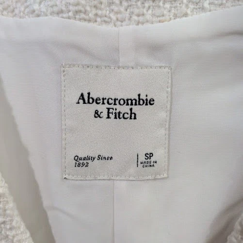 Abercrombie & Fitch Mara Tweed Vest Mini Dress Small Petite (SP) Cream White - Image 3 of 4