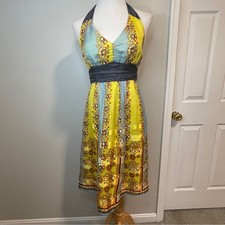 Anthropologie Moulinette Soeurs Electric Age Silk Halter Floral Print Dress Sz 4