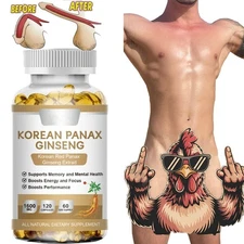Korean Red Panax Ginseng 1600mg 120 Capsules - No Fillers Extra Strength NON-GMO