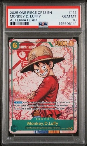 2025 One Piece Monkey D. Luffy Secret Rare Alt Art #OP13-118 PSA 10 GEM MINT