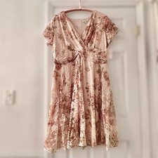 New Dressbarn Romantic Floral Printed Lace Dress Size 24W, Pink Bridal Coquette