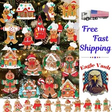 Gingerbread Man House Ornaments 12/16PCS Xmas Tree Holiday Decorations