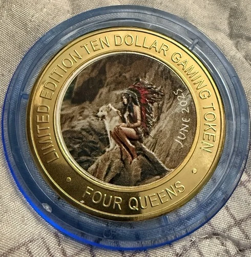 June 2025 Four Queens Las Vegas $10 Limited Edition Gaming Token Blue Cap A2