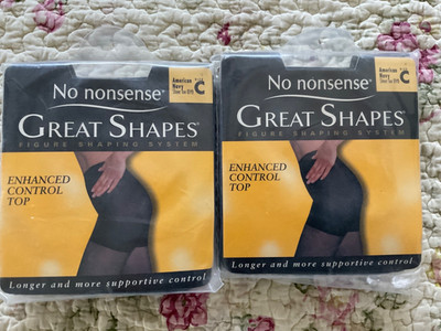 NIP Vintage No Nonsense Great Shapes Enhanced Control Top Pantyhose 2 Pair Sz. C