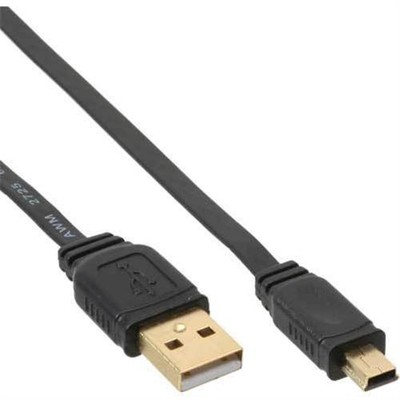 InLine  USB 2.0 Flachkabel, USB A Stecker an Mini-B Stecker (5pol.), 5m