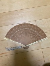 Sandalwood Folding Fan, Japanese Openwork Carving, Collectible Accessory
