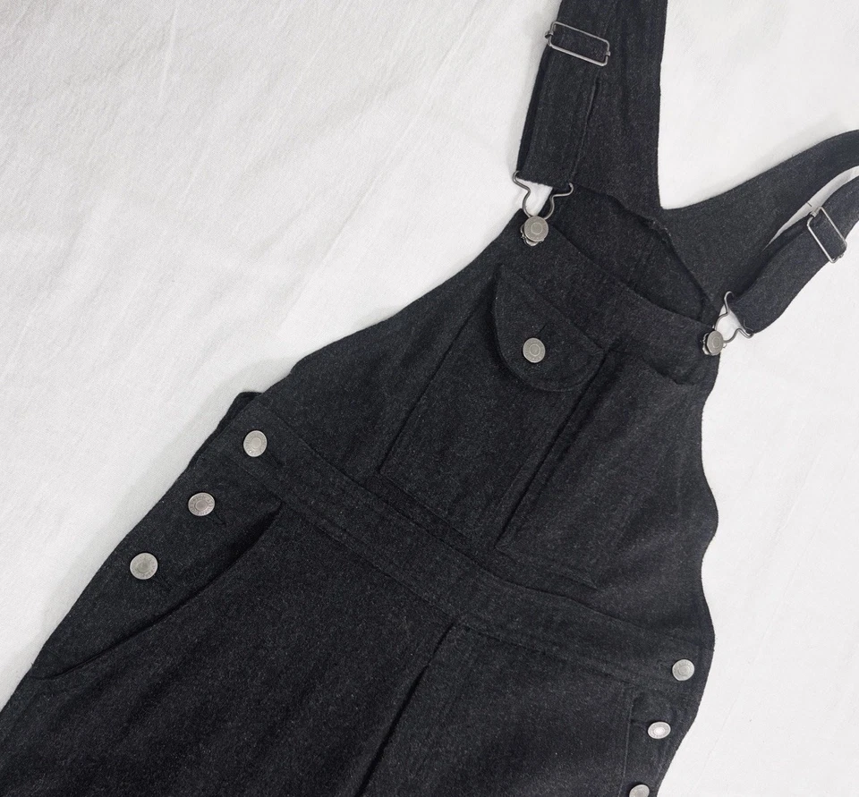 Mono con tirantes vintage GAP años 90 gris carbón bolsillos de lana ajustables para mujer XS S Foto 2 de 4