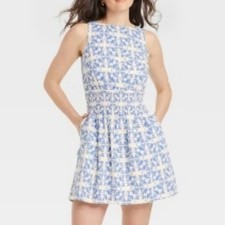 NWT Universal Thread Blue White Floral Sleeveless Dress Size XL