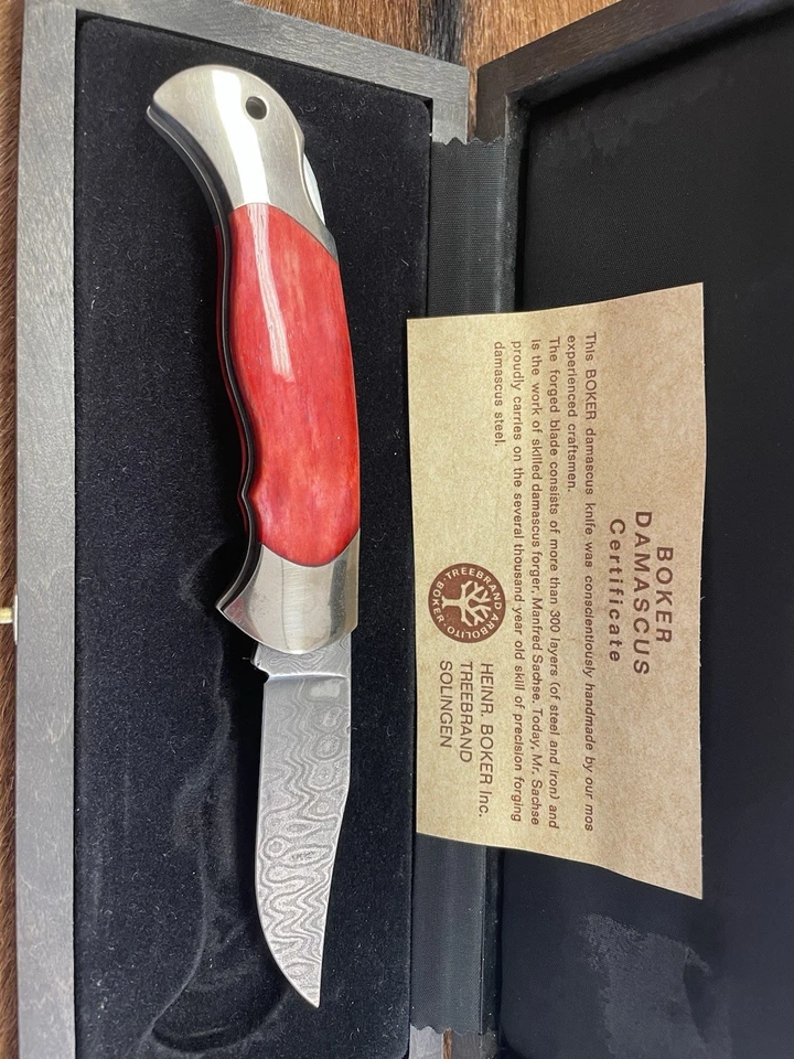 Дамасский складной нож BOKER с коробкой, 300 складок, новый из старых запасов - Изображение 3 из 4
