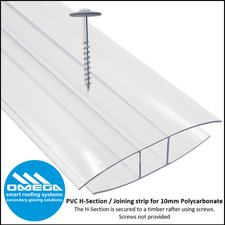 10mm Polycarbonate Roof Fixings for timber Lean To Conservatory Carport Pergola