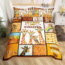 Cute Giraffe Bedding Set Full Size Kids Cartoon Full No Comforter Multi 34