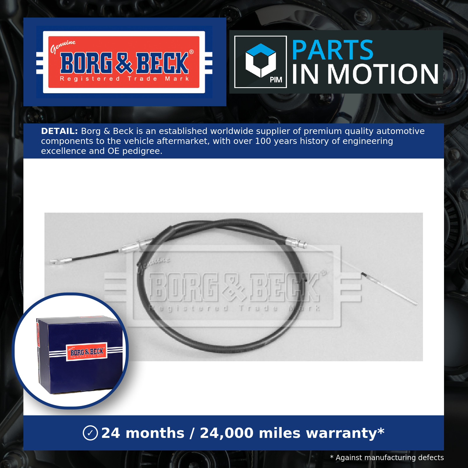 Handbrake Cable Rear Left or Right BKB2389 Borg & Beck Hand Brake Parking New