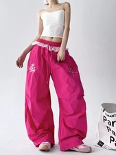 Pantaloni Larghi Estivi Vita Alta Con Coulisse Trendy Rosa CF50336