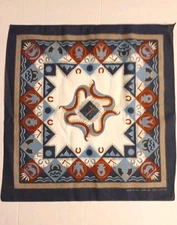 Wamcraft Bandana USA Southwest Kachina Aztec Bird Tribal Native Blue Re 23 x 23"