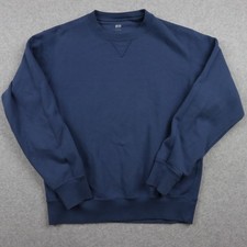 Uniqlo Sweatshirt Mens Small Pullover Knit Crew Neck Solid Blue Long Sleeve