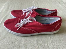 Keds Red Canvas Lace Up Casual Shoes WF33000 Breathable Foam Insole 8.5w