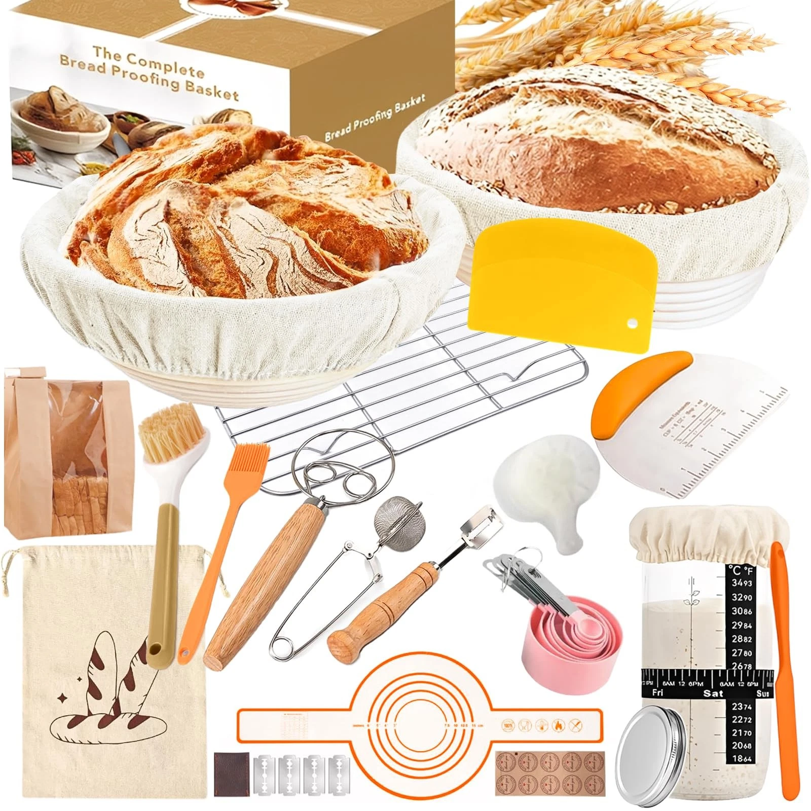 Complete Sourdough Baking Kit with Proofing Baskets, Starter Jar & Tools – Al...
Opens in a new wind