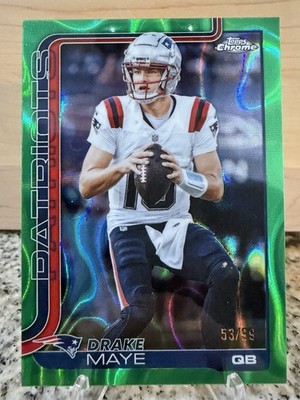 Topps Chrome 2025 Drake Maye New England Patriots Green Parallel #207 53/99