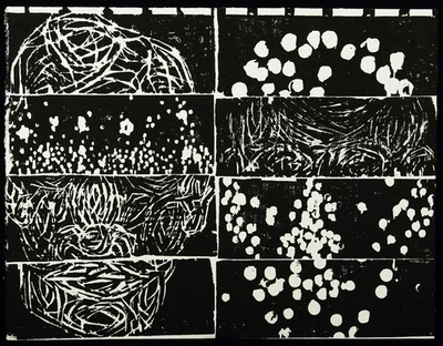 "2 têtes exquises", 1994. Holzdruck Matthias MANSEN (*1958 D) handsigniert, 7/25 - Bild 1 von 3