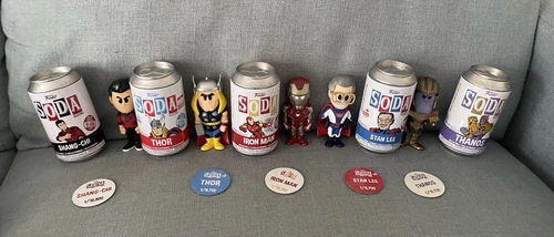 5x Iron Man Stan Lee Thanos Thor Shang Chi Marvel Funko Soda Can Figure 2021 Set