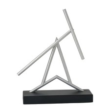 Geometric Sculpture Silver Accent Piece Sleek for Living Room, Desk