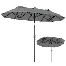 Double-Sided Patio Umbrella w/Push Button Tilt Crank Handle 3 Air Vents for Pool