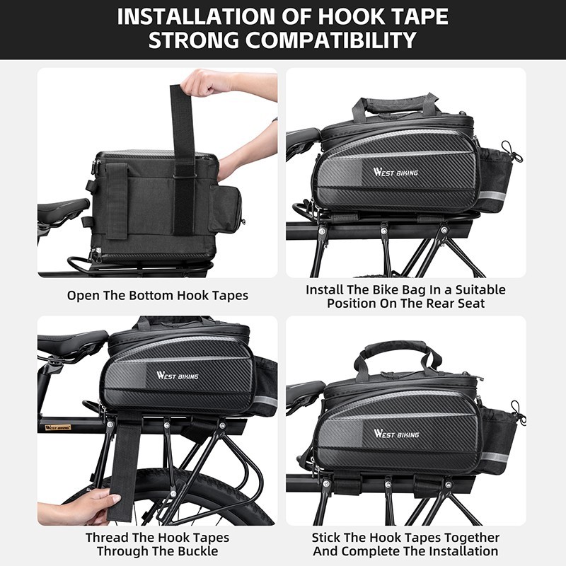 WEST BIKING Bicycle Expandable Bag Hard Shell Bike Pannier Rack Pack Carrier 31L