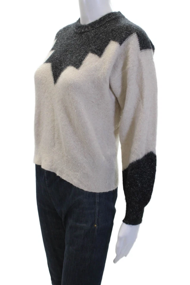 Suéter pulôver feminino Joie mistura de lã gola redonda manga longa bege tamanho XS - Imagem 2 de 4