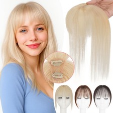 Thin Air Fringe Bangs 100 Remy Human Hair Extensions Clip In Top Topper Piece M