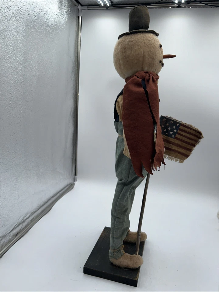 Винтажный деревенский магазин Arnett's снеговик 26 дюймов подписанный флаг 2014 Бетси Росс - Изображение 4 из 4