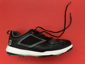 Athletic Sporty Golf‎ Shoes FootJoy Fury 10W Black Leather Mesh Spiked Cleats FootJoy FJ Fury Spiked Golf Shoes, Black -Style #51103 main image 2