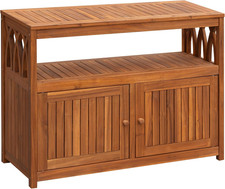 Flamaker Outdoor Storage Cabinet Weatherproof Acacia Wood Outdoor Cabinet with 2