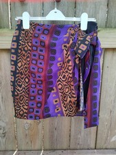 Cache VTG Going Out Geometric Eclectic Glam Faux Wrap Mini Skirt Sz 10