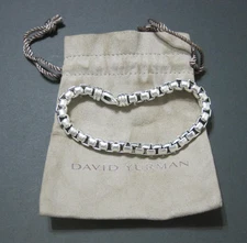 DAVID YURMAN Sterling Silver 7 mm 8.75" Box Chain Bracelet 51.2 Grams w/ Pouch