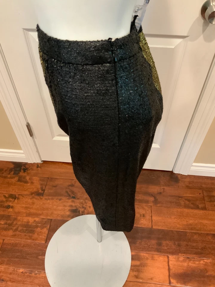 Saia lápis de tweed revestida de seda preta e dourada Escada, tamanho 4 (EUA) 36 (UE) - Imagem 4 de 4