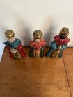Vintage Three Kings Wise Men Set ~Candle Holders Paper Marche Stained Glass Eyes — photo 5
