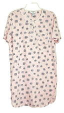 Amanda Stewart Intimates Night Gown Small Cotton Short Sleeves Pink Floral