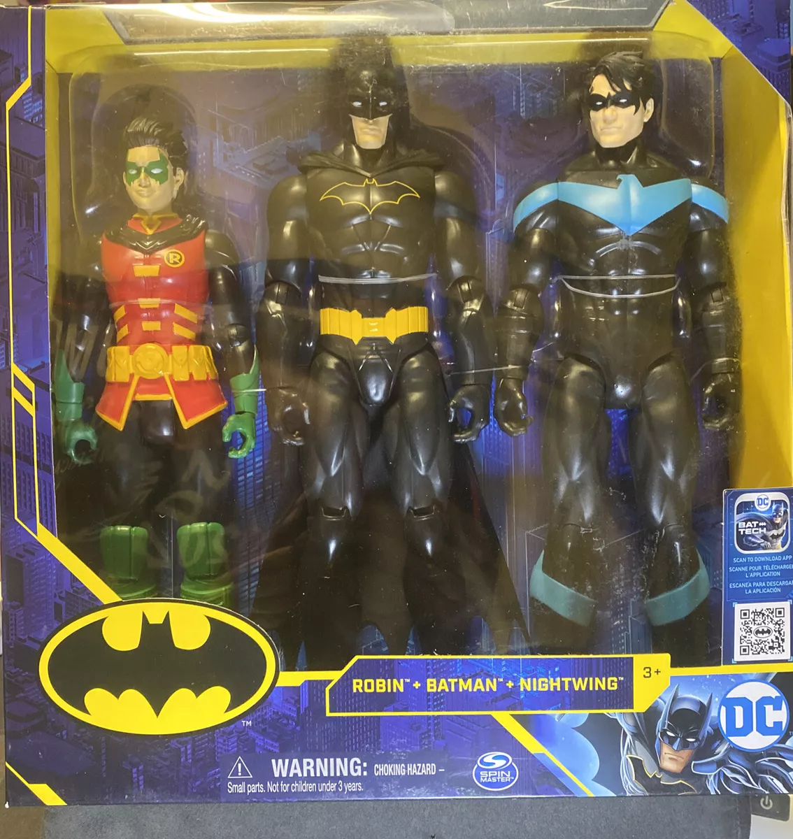 Batman 12-inch Action Figure 3-Pack with Robin, Batman, Nightwing, Kids  Toys for Boys Aged 3 and Up