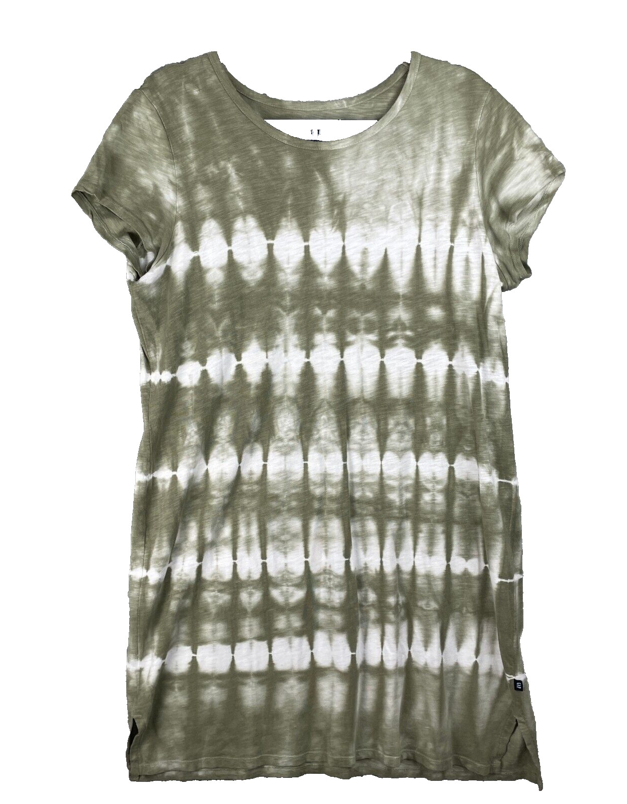 Gap Tee Shirt Dress Womens Large Short Sleeve Olive Tie Dye Beachy Coastal
