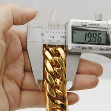 Huge Heavy 20mm Gold Tone Stainless Steel Curb Cuban Mens Chain Necklace 24 inch