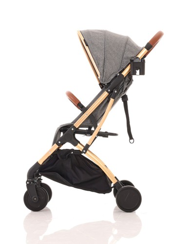 New Kidcol Baby Stroller Foldable & Lightweight Travel Pram UK - Grey/Gold - Picture 9 of 9
