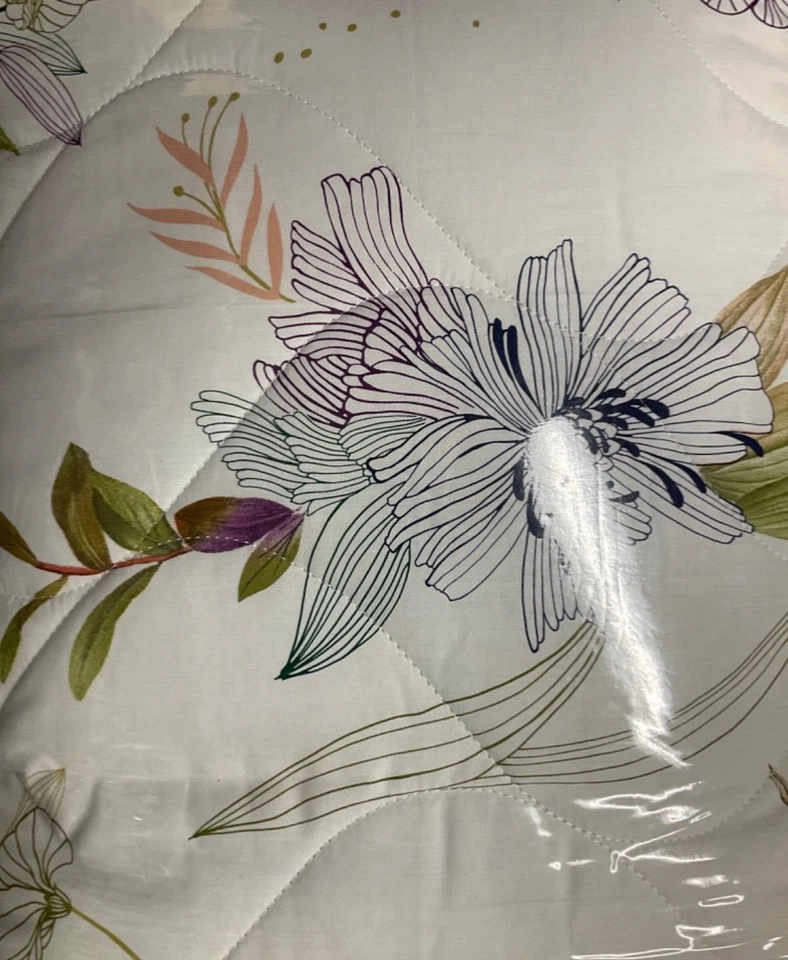 Yves Delorme ~ Belle de Nuit ~ королева стеганая/покрывало ~ цветочный ~ 98 x 98 ~ сделано во Франции - Изображение 3 из 4