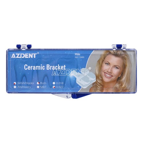 50X AZDENT Dental Ortho Ceramic Brackets Braces Roth Slot.022 5*5 Hooks 3 4 5 - Picture 5 of 12