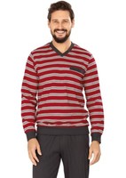 Comte Schlafanzug Lang GrößE M/50 V-Pyjama Langarm Grau/Rot Mit BüNdchen 2228.11