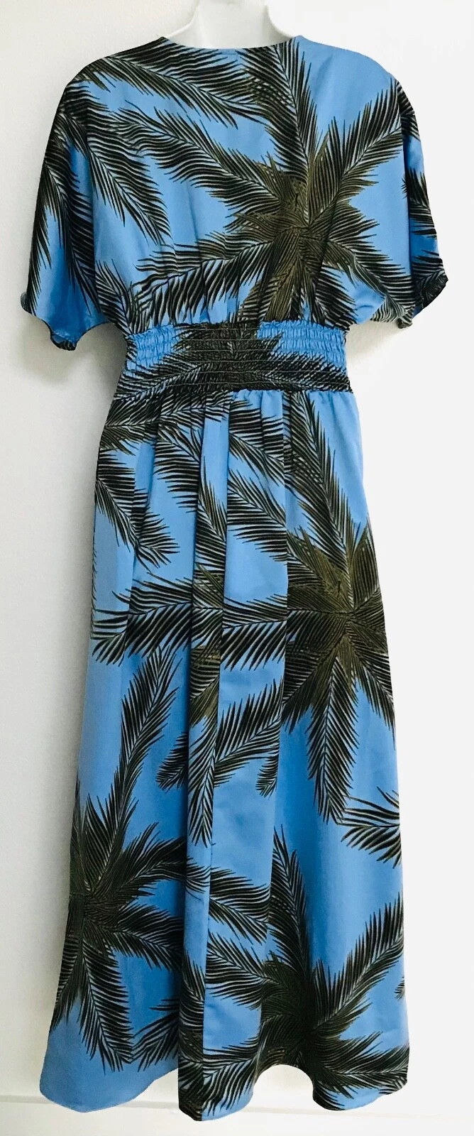 PALM ANGELS MEGHAN FABULOUS LA Los Angeles Tropical PALM Stampa Perline MAXI Resort ABITO S